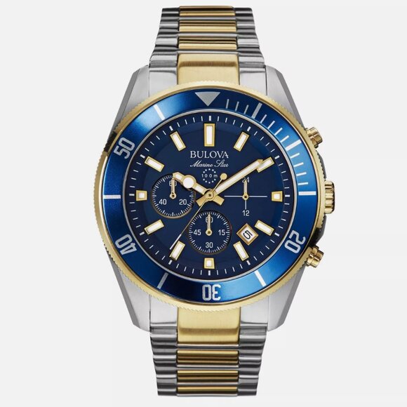 Bulova Men's Marine Star Chronograph Silver Watch 43mm